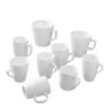 Taza de cerámica con logotipo personalizado, taza de agua creativa sencilla con asa, taza blanca pura europea