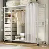 Guarda-roupa para uso doméstico no quarto, guarda-roupa simples para moradia alugada, armário de armazenamento durável, guarda-roupa de metal montado econômico