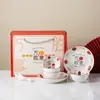 Conjunto de Tigelas de Presente para Todas as Ocasiões, Conjunto de Tigela e Prato de Cerâmica Estilo Chinês, Caixa de Presente, Louça, Presente de Inauguração, Lembrança