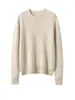 Suéter de cachemira básico de cuello redondo, engrosado de doble hebra, para mujer, otoño invierno, versátil, holgado, de cachemira, manga larga, tejido, capa base de lana