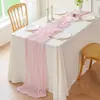 Decoración para Fiesta de Boda Cumpleaños Camino de Mesa Estilo Bohemio Gasa Retorcida Arrugada Gasa de Bali Camino de Mesa Arrugado