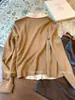 Cárdigan de Punto de Estilo Old Money Color Caqui Falso Dos Piezas con Cuello Polo para Mujer, Nuevo Modelo Otoño 2026, Camisa Elegante de Alta Gama para el Trabajo