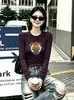 Fábrica de Origen Tienda Física Guangzhou Shisanxing Tops de Algodón Acanalado para Mujer Corte Ajustado Verano Segunda Entrega Exclusivamente Mangas Largas Estilos Nuevos