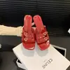 Sandálias Femininas Slip-On Quadradas com Strass e Bico Quadrado Verão 2025 Estilo Fada Sandálias de Salto Alto Abertas Elegantes Estilo Francês para Mulheres