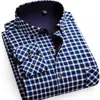 Camisa cálida al por mayor para hombres de mediana edad y mayores, top de otoño e invierno, papá, forro polar, gruesa, a cuadros, manga larga