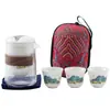 Conjunto de Chá Kung Fu de Viagem Bule de Chá de Vidro Xícara de Chá Bolsa Portátil Xícara Rápida de Cerâmica Outdoor Uma Panela Três Copos
