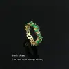 Anillo Artístico Retro de Zirconia Esmeralda para Mujer, Anillo de Dedo Índice de Estilo de Nicho de Lujo Ligero a la Moda con un Toque de Alta Gama, Joyería Vintage
