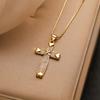 Aogu Cadena de Clavícula para Mujer con Colgante de Cruz de Zirconia Chapado en Oro de 18 Quilates Simple Europeo y Americano Estilo Retro Nicho Elegante
