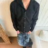Estilo Old Money, color liso, cuello alto, cárdigan de punto con botones, unisex, otoño/invierno, corte relajado, tejido de grosor medio, abrigo cálido