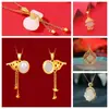 Brincos Pingente Estilo Retrô Estilo Chinês com Jade Natural Hetian Incrustado em Prata 925 com Temas Ricos e o Mesmo Estilo da Marca Dropshipping