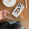 Funda linda redonda con borde redondeado de lunares adecuada para iPhone 17 Pro Max, funda para teléfono Apple 18, 15 con cadena para colgar, 16 de dibujos animados