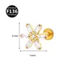 Aleación de titanio F136 con incrustación de circonita, corona de hojas de moda, piercing de labio con rosca interna, joyería para piercing de cartílago de oreja, rosca de 0.9