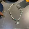 Lindo Collar de Perlas y Estrellas de Mar Estilo Resort Costero para Mujer, Estilo Ins Hada Nicho, Accesorio de Cadena para Clavícula para Hombre