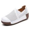 Sapatos Femininos Transfronteiriços 2025 Primavera Novos Couro Genuíno Sapatos Esportivos Estilo Coreano Moda Sapatos de Sola Grossa Balancim Slip-On Sapatos de Mãe