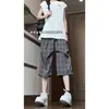 Pantalones Cortos de Verano a Cuadros de Secado Rápido para Hombre con un Diseño Elegante, Pantalones de Pierna Ancha Plisados con Efecto de Caída, Shorts Deportivos Casuales de Corte Holgado