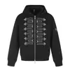 Sudadera cárdigan con capucha de doble botonadura estilo americano para hombre y mujer, corte casual holgado con doble cremallera de metal cruzada, chaqueta de moda