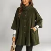 Comercio Exterior Europeo y Americano Otoño e Invierno Nuevo Chaqueta de Pana Holgada para Mujer Cuello Alto de Una Sola Fila Longitud Media Casual Top para Mujer