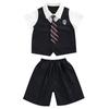 Traje de cuello de camisa para niño Traje de manga corta Corbata Verano Niños Guapo Estilo universitario Conjunto de dos piezas Niños pequeños y medianos Moderno