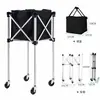 Cesta de tenis Cesta para recoger pelotas Carrito de almacenamiento Carrito plegable portátil con ruedas Carrito de pelotas Marco de aleación de aluminio de alta resistencia