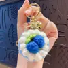 Llavero de Pastel de Colores Tejido a Crochet con Hilo Original Lindo Dibujo Animado Macarrón Pareja Bolso Colgante de Peluche Regalo