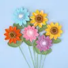 Rama de Flor de Girasol Eterna Tejida a Mano con Hilo Producto Terminado, Ramo de Girasoles Simulados, Regalo para Maestros en el Día del Maestro