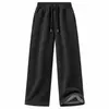 Pantalones de Chándal Rectos Lavados con Aspecto Desgastado y Forro Polar para Hombre, Comercio Exterior Transfronterizo, Otoño Invierno, Pesados, Engrosados, Cálidos, Casuales, Largos
