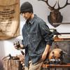 Camisa de mezclilla jacquard de alta gama para hombre Primavera 2025 Nueva Americana Retro Suelta Chaqueta Camisa Estilo Primavera y Otoño para Hombre