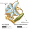 Yuhui Accesorios para Joyería DIY Transfronterizos Colgante de Acero Inoxidable con Flor de Goteo de Aceite Incrustaciones de Pedrería Corazón Chapado en Oro Real Accesorios DIY