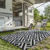 Em estoque, entrega rápida, tamanho pequeno e médio, tapete clássico geométrico ecológico para área externa de motorhome feito de material PP, adequado para famílias e animais de estimação
