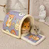 Nido de Algodón para Hámster, Casa Cálida Engrosada de Invierno, Saco de Dormir para Hámster Dorado y Mascotas Pequeñas, Esterilla de Dibujos Animados, Escondite para Hámster