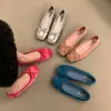 Sapatos baixos de bico redondo sem cadarço para mulheres, novo estilo fada bailarina para primavera e outono, mocassins baixos macios fáceis de calçar