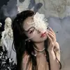 Máscara de Ojos de Encaje con Flor de Malla Blanca y Pedrería Gótica para Halloween Cosplay Novia Fantasma Accesorio de Diseño Versátil para Mujeres