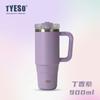 Taza Termo Tyeso Gran Capacidad Taza para Café Helado Portátil para Coche con Popote Frío Acero Inoxidable Taza de Coche