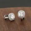 Brinco de Pressão Luochen Imitação de Moissanita Acessível Luxo High-End Elegante Estilo Ins Brincos de Nicho Quadrados para Mulheres