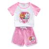 Wangwang equipe roupas meninas verão terno 2023 novo infantil desenho animado algodão manga curta shorts fino duas peças terno