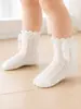 Calcetines para Niñas Algodón Calcetines de Malla con Lazo Aliento de Bebé Transpirables Absorbentes de Sudor Encaje de Princesa Cortos Calcetines Infantiles