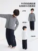 Casa da Hai Ma 2026 Outono Nova Roupa Infantil Meninos Costura em Contraste Jeans de Sarja Lavado Macio Roupas de Outono para Crianças Estilo Foice Calça Longa Tendência