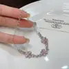 Pulseira de Trevo de Quatro Folhas Verde Fresco de Verão para Mulheres, Pulseira de Trevo com Sensação Cool Dream Core Estilo Ins Pulseira de Pedra Olho de Gato