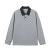 Nueva Camiseta de Manga Larga con Cuello Polo Color Block de Otoño para Hombre, Corte Holgado, Hombro Caído, Suéter para Viaje de Negocios