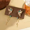 Aretes Turquesa de Doble Aro Estilo Francés, Pequeños y Delicados, Aretes Geométricos Huecos, Versátiles para el Trabajo, Accesorios para Orejas Suaves y Elegantes