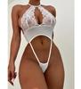 Nueva Lencería Sexy Transfronteriza Europea y Americana de Amazon para Mujer, Mono Sexy de Encaje, Corte de Tres Puntos Transparente