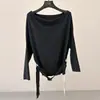 Suéter Tejido Jianhe 2026 Primavera Estilo Minimalista Versátil Usable Hombros Descubiertos Manga Murciélago de Tencel para Mujer 59306