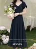 Roufen Tinglan Vestido Rosa Claro Francés para Mujer Verano Nuevo Elegante de Alta Gama Falda Larga