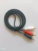 Cabo Av Um para Dois de 1,5m Fio de Aço Revestido de Cobre Banhado a Ouro Cabo de Áudio Conector de 3,5mm para Rca Cabo Estéreo 2Rca