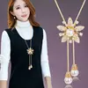 Cadena Larga para Suéter, Collar de Lujo Ligero y de Alta Gama para Mujer, Accesorio de Borla Moderno y Versátil, Colgante Simple de Perla que No se Desvanece