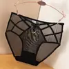 Calcinha de Renda Preta Sexy de Cintura Baixa para Mulheres, Calcinha de Algodão com Forro Sem Costura, Tanga de Renda para Mulheres