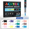 Marcador de Acrílico Líquido Recto con Punta Suave, Lavable, Bolígrafo de Acuarela Apilable en Color para Graffiti DIY en Jarrones de Vidrio