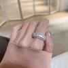 Anillo de apertura de doble capa con diseño de personalidad de estilo coreano con circonitas y serpiente de amor, anillo de dedo de metal estilo frío, joyería
