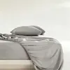 Ventas directas del fabricante: Juego de cuatro piezas transfronterizo de sábanas bajeras, sábanas, fundas de almohada, ropa de cama hipoalergénica, juego de ropa de cama para el hogar de color liso