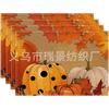 Nuevos Manteles Individuales de Otoño para Acción de Gracias Pavo Hoja de Arce Decoración de Mesa Venta Directa de Fábrica Transfronteriza Manteles Individuales de Lino